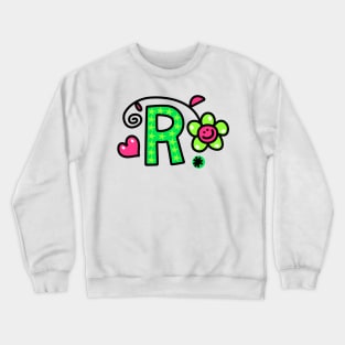 Letter R abc monogram hand drawn colorful alphabet Crewneck Sweatshirt